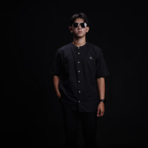 Kemko Azhar Black – Baju Koko Lengan Pendek Pria Dewasa Hitam