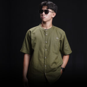 Kemko Azhar Olive – Baju Koko Lengan Pendek Pria Dewasa Olive