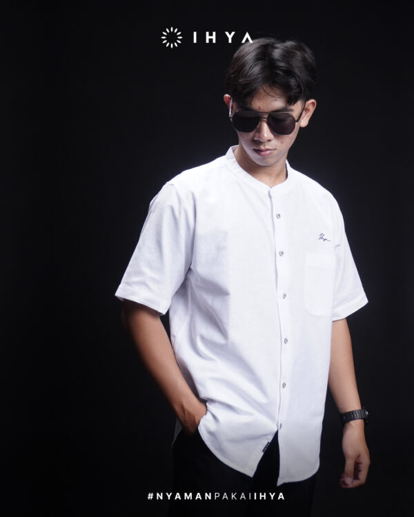 Kemko Azhar White – Baju Koko Lengan Pendek Pria Dewasa Putih - Image 6